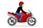 2D Illustrated Man Driving a Red Motorbike